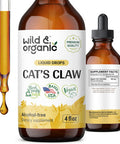 Wild & Organic Cats Claw Tincture - Immune Support Supplement W/Cat'S Claw - Cat Claw Bark For Joint Support - Non-Alcohol Joint Supplements W/Cats Claw Extract - Cats Claw Herbal Supplement - 4 Oz
