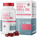 Bronson Omega-3 Fish + Krill Oil 1000 MG EPA Astaxanthin Premium Blend - Joint, Brain & Eye Health - Non GMO, Heavy Metal Tested, 120 Softgels
