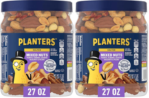PLANTERS Deluxe Unsalted Mixed Nuts, Plant Based Protein, 34.5 Oz (1 Ct) | Mixed Nuts: Cashews, Almonds, Hazelnuts, Pecans, Pistachios. Snacks for Adults. Resealable Jar. Party Snack