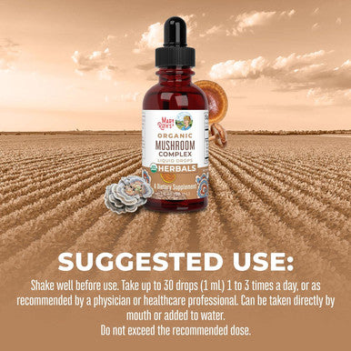 Maryruth Organics USDA Organic Mushroom Complex | Herbal Liquid Drops Mushroom Supplement | Lion's Mane Reishi Mushroom Shiitake Mushrooms | NonGMO Vegan