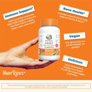 MaryRuth's Multivitamin for Women and Men | Sugar Free | Adult Multimineral Gummy with Vitamin C | D and E | B Vitamins | Biotin | Zinc | Vegan | Non-GMO | Gluten Free | 60 Count