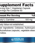 Douglas Laboratories Acetyl L-Carnitine 500 Mg | Supports Brain And Nerve Function During The Normal Aging Process* | 60 Capsules