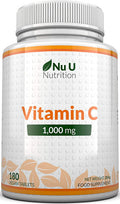 Vitamin C 1000mg | 180 Tablets (6 Month's Supply) | Ascorbic Acid, Suitable for Vegetarians & Vegans by Nu U Nutrition