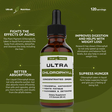 Liquid Chlorophyll Drops Boost Energy, Strengthen Immune System, Detox and Cleanse The Body. Chlorophyll Drops for Water Works as a Natural Deodorant. 120 Servings.