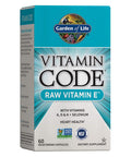 Garden of Life Vitamin E - Vitamin Code Raw Vitamin E Supplement with Vitamins A, D & K Plus Selenium, Fruit, Veggies & Probiotics, 60 Vegetarian Capsules, 125mg Whole Food Vitamin E for Heart Health