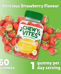 Chewy Vites Adult High Strength Vitamin D3 60 Vitamin D Gummies 25 micrograms 1000 IU 2 Months Supply Vegan Real Fruit Juice Strawberry Flavour