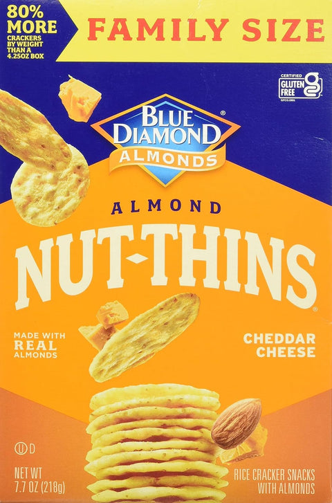 Blue Diamond Almonds NutThins Gluten Cracker Crisps Hint Of Sea Salt Family Size Sea Salt 7.7 oz (Pack of 1)