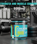 Creatine Monohydrate Gummies 5G For Men & Women - 120 Sugar Gummies With Magnesium Glycinate, L-Threonate, L-Taurine + Vitamin B12 For Muscle Support, Energy Boost, (Blueberry Flavor)