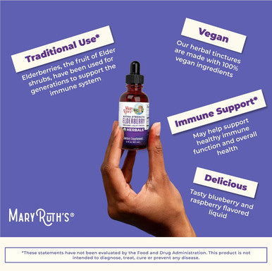MaryRuth Organics Herbal Supplement Drop | for Immune Support | Pack of 1 | Elderberry | Syrup | Extra Strength | Black Liquid | USDA | Vegan | Non-GMO | Gluten Free | 60 Servings