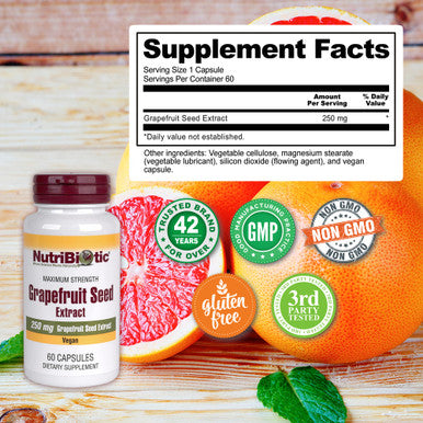 NutriBiotic Grapefruit Seed Extract Maximum Strength 250mg 60 Capsules