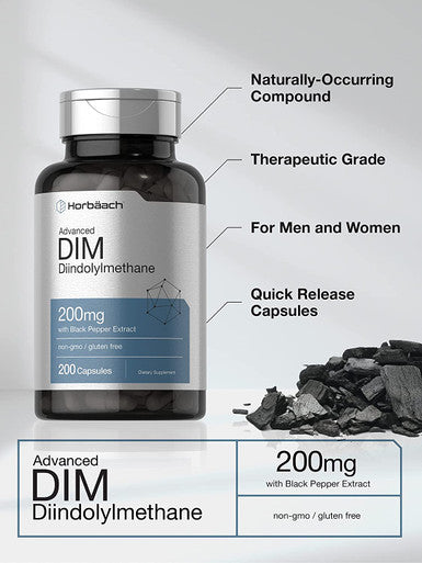 DIM Supplement 200mg | Advanced Diindolylmethane | 200 Veggie Capsules | Vegetarian, Non-GMO, Gluten Free | by Horbaach