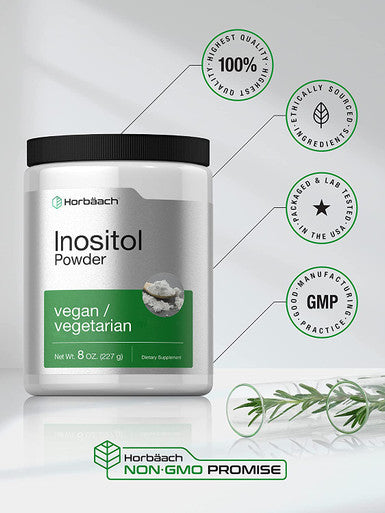 Inositol Powder 8 oz | Vegan, Vegetarian Non-GMO, Gluten Free Supplement | by Horbaach