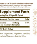 Solgar Choline 350 Mg 100 Vegetable Capsules Supports Healthy Brain and Cellular Function Vegan Gluten And Dairy Free Kosher 100 Servings