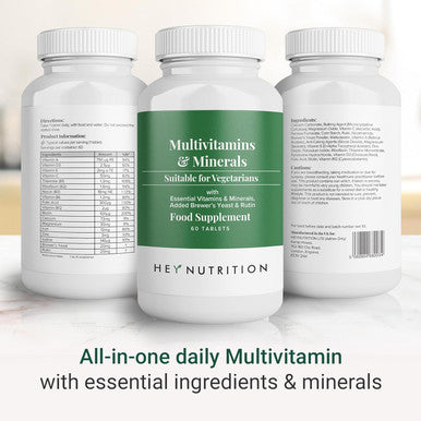 Hey Nutrition Advanced Multivitamins & Minerals - Essential Nutrients Rutin and Added Brewer's Yeast - Immune Boosting Prevent Vitamin Deficiencies & Energy Levels - Non-GMO 60 Vegetarian Tablets