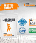 BulkSupplements L-Arginine Base L-Arginine 1000mg - Amino Energy Pre Workout - Arginine Pills - Amino Acid Arginine (100 Gelatin Capsules)