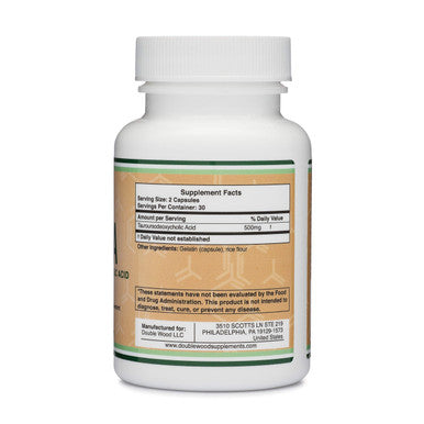 Double Wood Supplements TUDCA Bile Salts Liver Support Supplement 500mg 60 Capsules