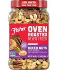 Fisher Oven Roasted Never Fried Deluxe Mixed Nuts, 24 Ounces | Pack Of 1, Almonds, Cashews, Pecans, Pistachios, Healthy Snacks For Adults, Made With Sea Salt, No Added Oil, Gluten Free