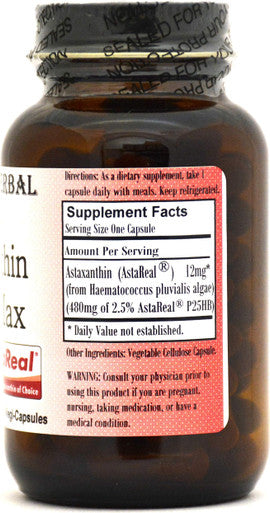 Barlowe's Herbal Elixirs Astaxanthin Vegan Max 12mg - Stearate Free, Glass Bottle!