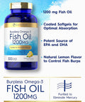 Carlyle Burpless Fish Oil 1200 mg | 300 Softgels | with 360 mg Omega-3 Fatty Acids | Natural Lemon Flavor | Non-GMO, Gluten Free Supplement
