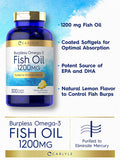 Carlyle Burpless Fish Oil 1200 mg | 300 Softgels | with 360 mg Omega-3 Fatty Acids | Natural Lemon Flavor | Non-GMO, Gluten Free Supplement