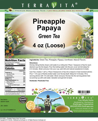 Terravita Pineapple Papaya Green Tea (Loose) (4 Oz, Zin: 540651) - 3 Pack