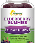 aSquared Nutrition Sambucus Elderberry Gummies with Zinc and Vitamin C - Chewable Gummy Supplement Alternative to Capsules Pills - Black Elderberries w/ VIT C for Immune Support - 90 Gummies