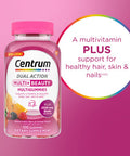 Centrum Multigummies Multi+ Beauty Dual Action Multivitamin Specially Designed With Biotin For Healthy Hair Skin And Nails Cherry/Berry/Orange Flavors - 100 Count