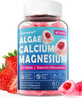 Calcium Supplement Gummy - Bone Strength With Algae Calcium 600Mg, Magnesium 300Mg, Zinc, D3 & B12 Complex - Plant-Based Calcium Magnesium 2:1 Ratio, Calcium Citrate Alternative, Gut-Friendly, 1Pack