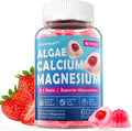 Calcium Supplement Gummy - Bone Strength With Algae Calcium 600Mg, Magnesium 300Mg, Zinc, D3 & B12 Complex - Plant-Based Calcium Magnesium 2:1 Ratio, Calcium Citrate Alternative, Gut-Friendly, 1Pack