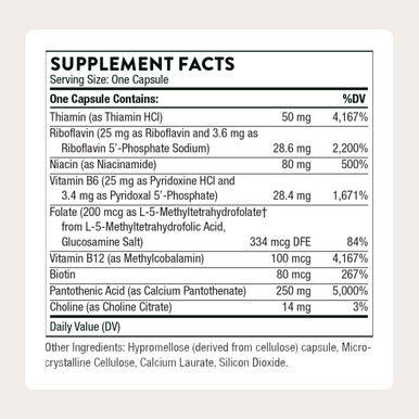 Thorne - Stress B-Complex - Vitamins B2 B6 B12 & Folate In Highly-Absorbable And Active Forms - Extra Vitamin B5 For Adrenal Support Stress Management & Immune Function 60 Servings