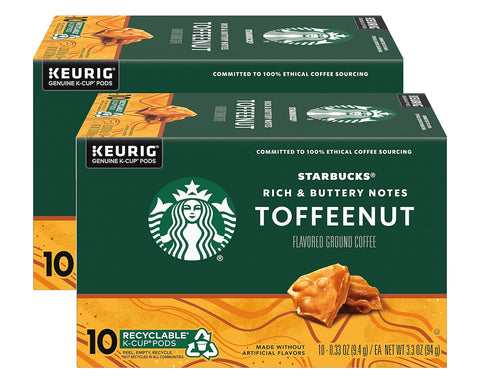 Starbucks K-Cup Coffee Pods, Caramel Naturally Flavored Coffee For Keurig Brewers, 100% Arabica, 1 Box (22 Pods)