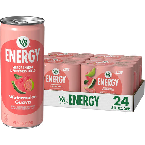 V8 Energy Strawberry Banana Juice Energy Drink, 8 fl oz Can (24 Pack)