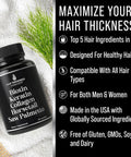 Biotin + Keratin + Collagen + Horsetail + Saw Palmetto. Advanced 5-In-1 Hair Growth Supplement For Women And Men. Hair Vitamins, Dht Blocker Pills. Capsules For Thinning Hair With Biotin 5000Mcg