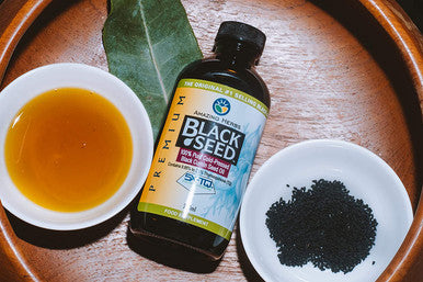 Black Seed Oil - Amazing Herbs Premium High Strength Pure Cold-Pressed Black Cumin Seed Oil (240ml, 8oz Glass Bottle)
