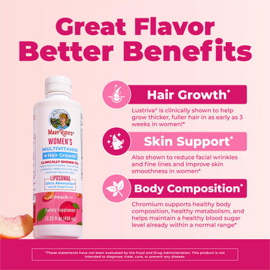 Maryruth's Women's Multivitamin + Lustriva Hair Growth Liposomal 1522 Fl Oz 10000Mcg
