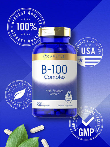 Carlyle B-100 Complex Vitamin | 250 Capsules | Non-Gmo, Gluten Free Supplement