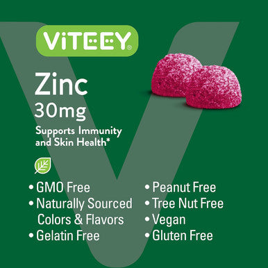Zinc Gummies Adult & Teens - 30Mg - Immune Health Support & Antioxidant Support - Vitamin Zinc Supplement - Vegan, Gelatin Free, Gmo - Tasty Chewable Berry Flavored Gummy