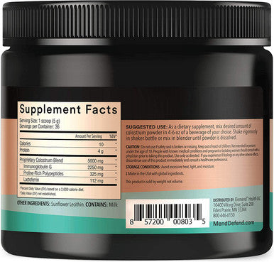 Mend Defend First Colostrum Powder 6.35 oz 180 g Protection Immunity Restoration Adult Supplement