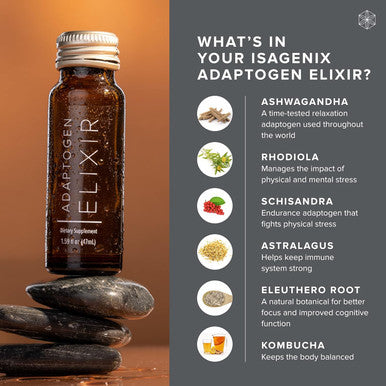 Isagenix Adaptogen Elixir - Liquid Supplement for Health Support - Focus & Sleep Support Supplement - Unique Botanical Blend to Support a Healthy Immune System - 1.59 Oz Bottles (10 Count)