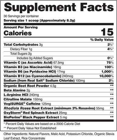 Pre Workout Beet Root Powder Organic Nitric Oxide Pre Workout Booster Natural Energy Blood Flow Beets Superfood Support Muscle Performance Heart Health Endurance 250g 90 Servings