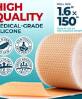 Medical Grade Silicone Scar Tape - 1.6 X150 - Visible Difference On Surgical & Keloid Scars - Reusable Silicone Scar Sheets - Easy To Use Silicone Tape For Scars