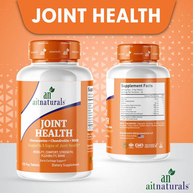 Aitnaturals Joint Health - 120 Tablets| Advanced Formula with Glucosamine Chondroitin & MSM | Enhances Bone Health Mobility Maintain Joint Flexibility| Relief for Joint Discomfort Repair Cartilage