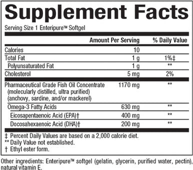 RxOmega3 by Natural Factors Natural Support for Cardiovascular Health with DHA and EPA Daily Dietary Supplement 60 Enteripure Softgels 60 servings