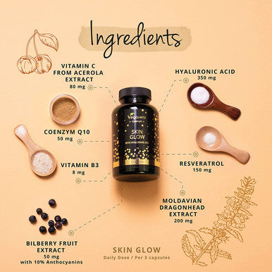 Antioxidant Supplement VegaveroÃƒâ€šÃ‚Â® | Skin Health & Collagen Formation* | with Hyaluronic Acid, Trans Resveratrol, Q10, Vitamin C | Vegan