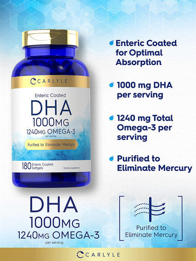 Carlyle Dha Supplement 1000Mg | 180 Softgels | 1240Mg Omega-3 | Non-Gmo, Gluten Free