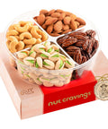 NUT CRAVINGS - Purim Mishloach Manot Mixed Nuts Gift Basket in Red Gold Box (7 Assortments, 1 LB) Ramadan Gifts Treats for Adults, Food Arrangement, Healthy Snack Care Package, Kosher