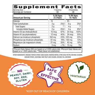 Nature'S Way Kids Growing Bones & Muscles With Calcium & Vitamin D, Ages 2 And Over, Wildberry Flavored, 60 Gummies