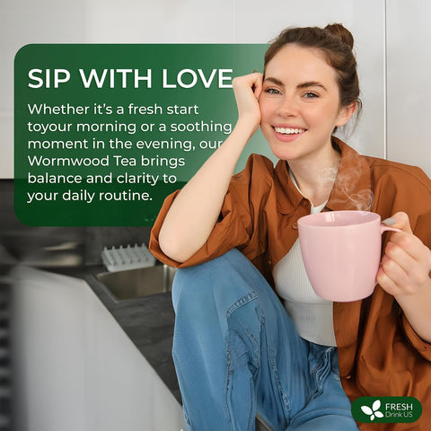 FreshDrinkUS, Premium 50 Mulberry Leaf Tea Bags, 100% Natural & Pure from Mulberry Leaves. Herbal Tea. Made with Natural Material Tea Bags. No Sugar, No Caffeine, No Gluten, Vegan.