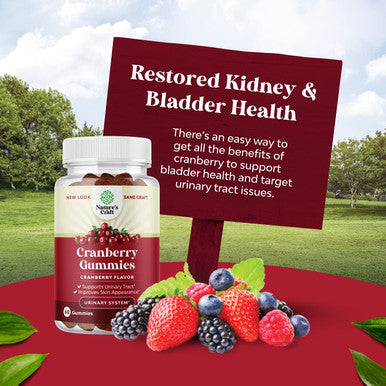Natural Cranberry Gummies for Women and Men - Extra Strength Delicious Antioxidant Cranberry Chews 1000mg for Urinary Tract Health Kidney Support Bladder and Immunity - Vegan Gluten and Gelatin Free