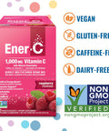 Ener-C Raspberry Multivitamin Drink Mix Powder Vitamin C 1000Mg & Electrolytes With Real Fruit Juice Natural Energy & Immune Support For Women & Men - Non-Gmo Vegan & Gluten - 60 Count